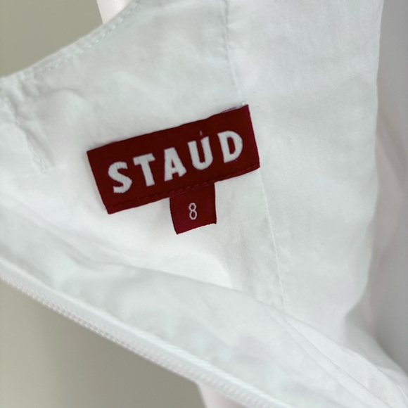 STAUD • White Wells Poplin Pleated Fit Flare Mini Dress Size 8 - Picture 7 of 7